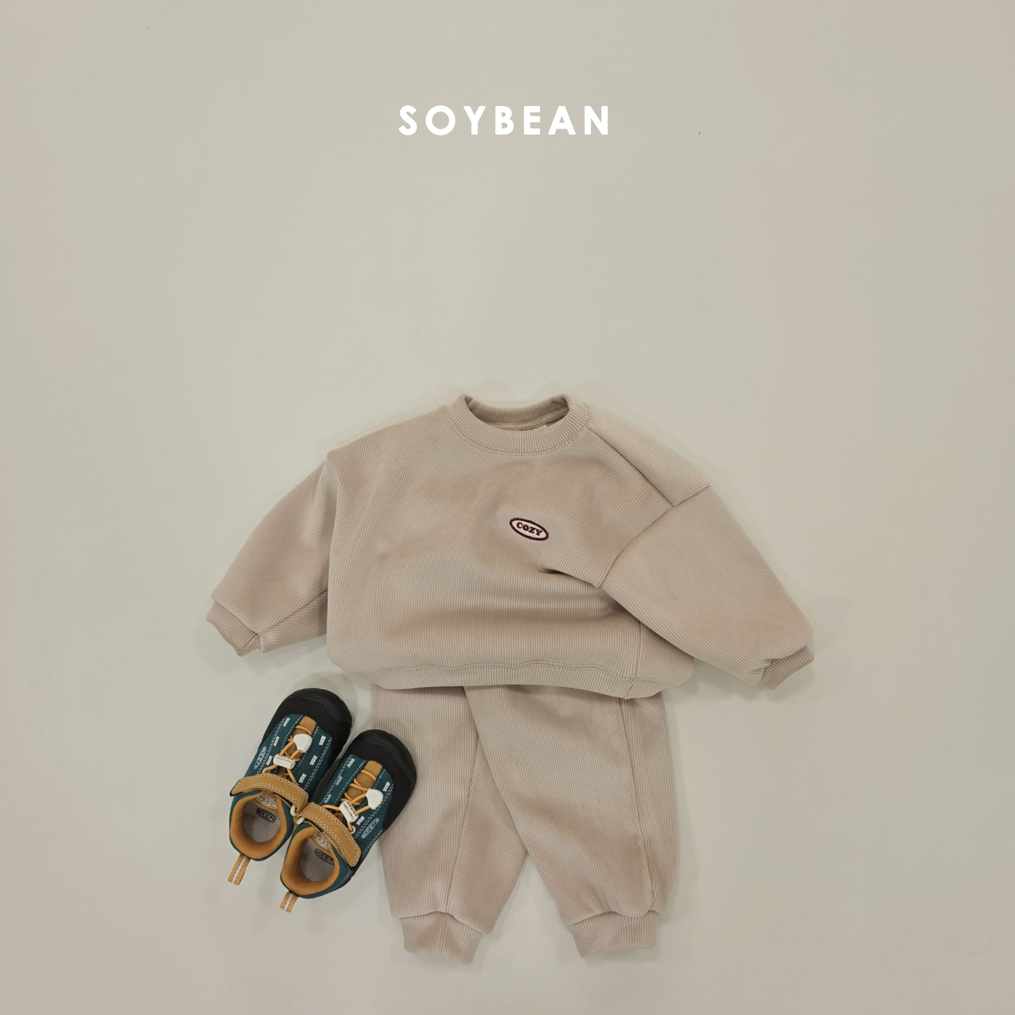 (Pre-order) Soybean Kids Winter - Minky Cozy Ribbed Fleece-Lined Top & Bottom Set 밍크코지상하복 (4 Colors)