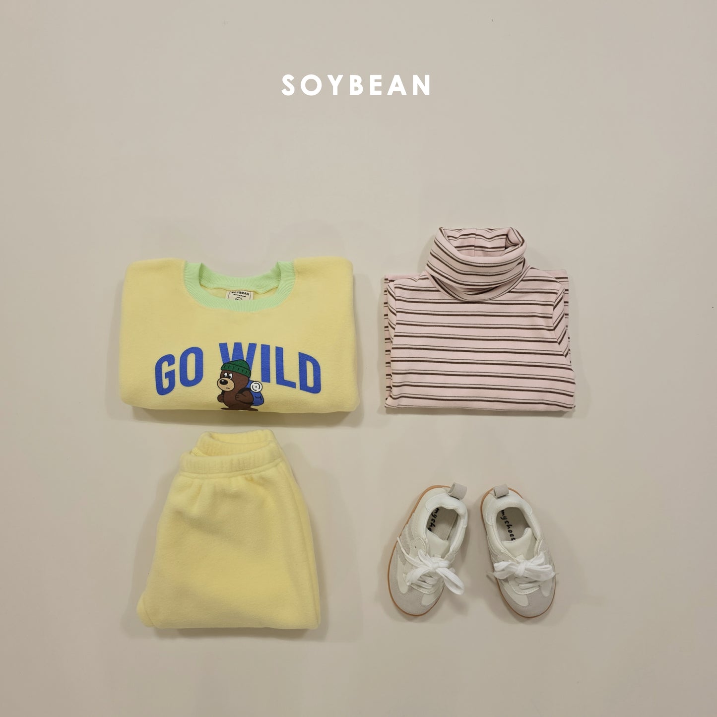 (Pre-order) Soybean Kids Winter - Camping Bear Fleece Top & Bottom Set 캠핑베어플리스상하 (3 Colors)
