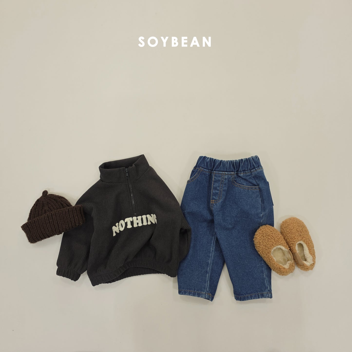 (Pre-order) Soybean Kids Winter - Cozy Tapered Fleece-Lined Denim Pants 포근테이퍼드데님팬츠 (2 Colors)