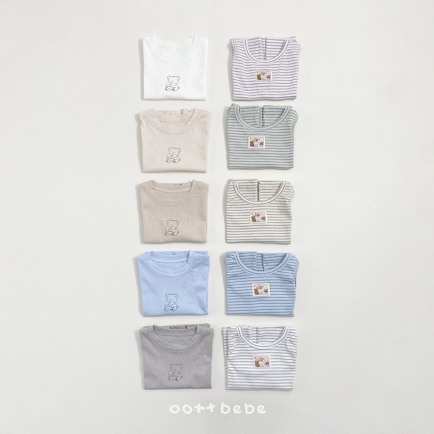 (Pre-order) OOTTBEBE Summer - Sherbet 1+1 Tee Set (Kids) 샤베트 1+1티셔츠 (5 Colors)