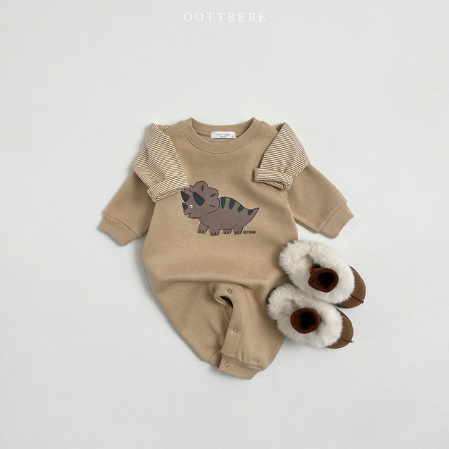 (Pre-order) OOTTBEBE - Winter Dinosaur Bodysuit 아기공룡전신수트 (3 Colors)