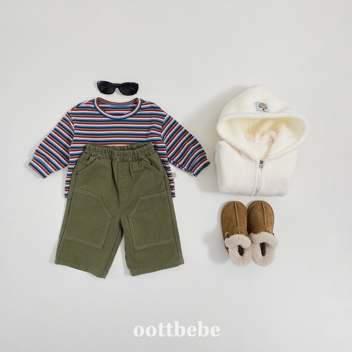 (Pre-order) OOTTBEBE Winter - Patchwork Cotton Pants 패치워크팬츠 (2 Colors)