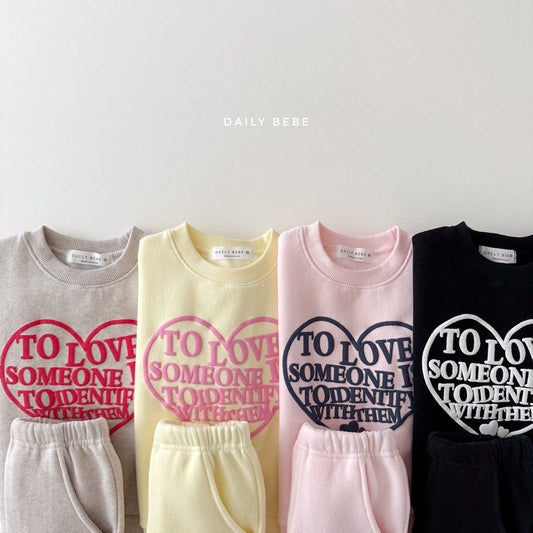 (Pre-order) Daily Bebe Winter - Kids’ Foam Heart Bootcut Top & Bottom Set 발포 부츠컷세트 (4 Colors)