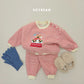 (Pre-order) Soybean Kids Winter - Snowball Stripe Fleece-Lined Top & Bottom Set 스노우볼단가라상하 (3 Colors)
