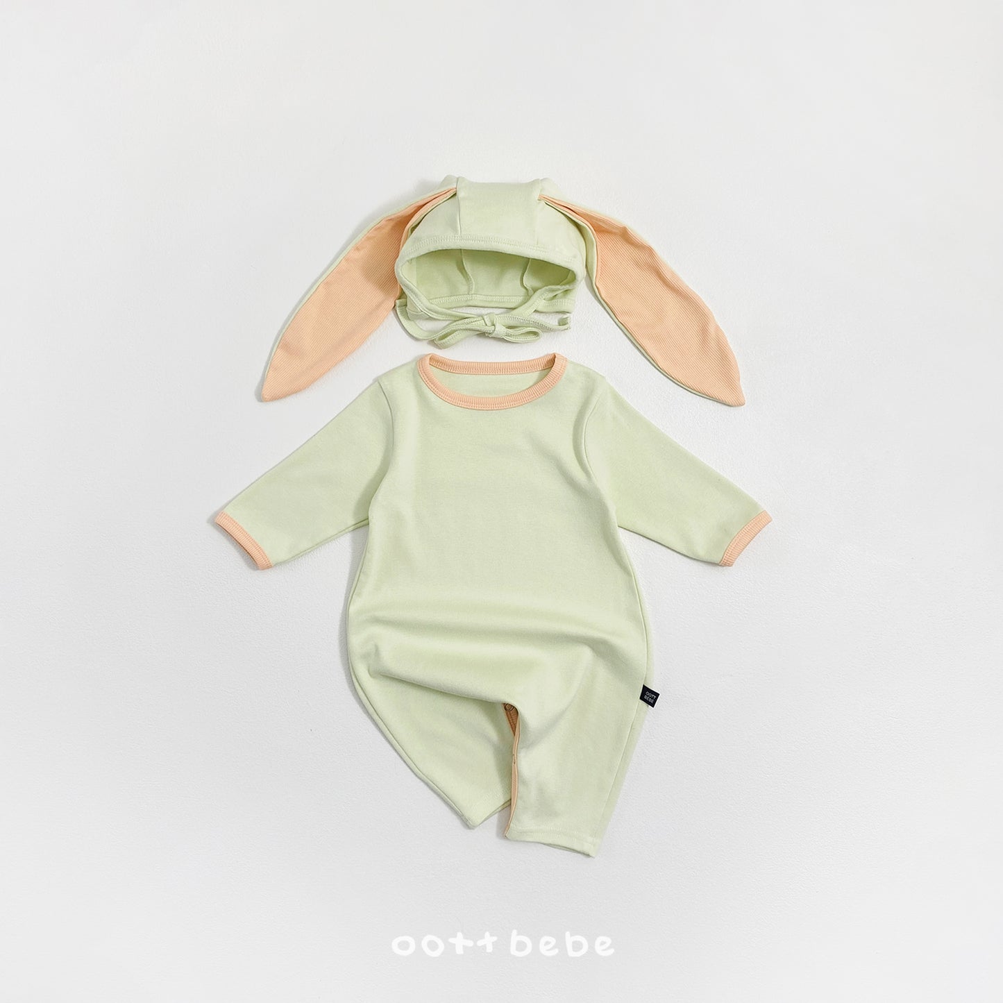 (Pre-order) OOTTBEBE Spring - Modal Heart Romper & Bunny Ear Bonnet Set 모달하트전신슈트+토끼보넷 (4 Colors)