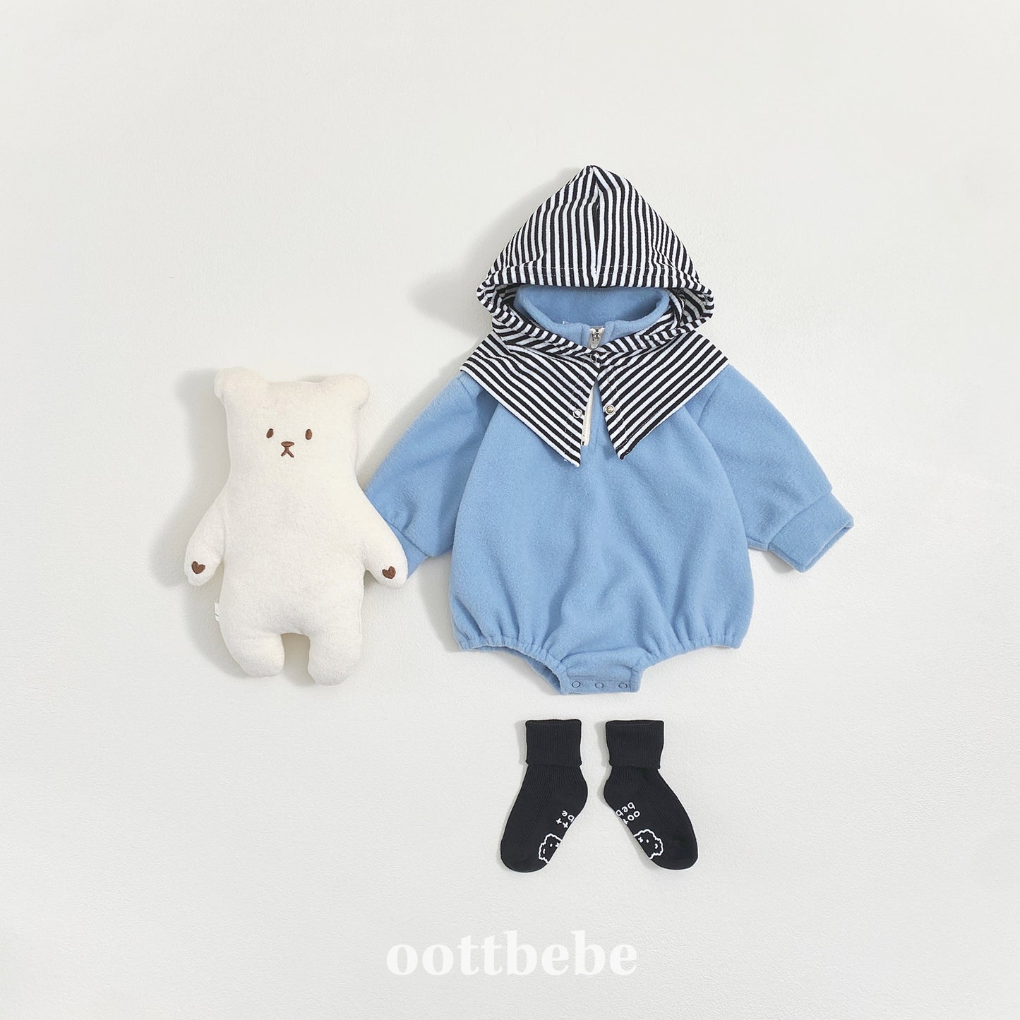 (Pre-order) OOTTBEBE Winter - Puppy Fleece Anorak Bodysuit 멍멍아노락슈트 (4 Colors)