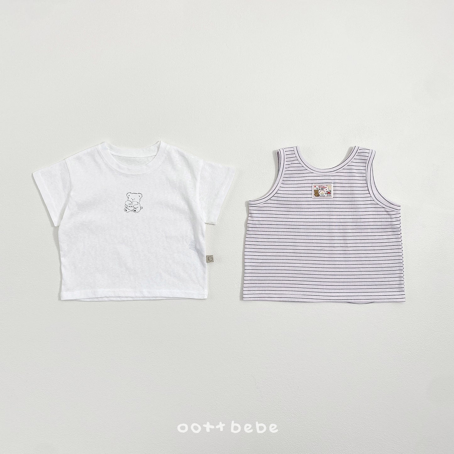 (Pre-order) OOTTBEBE Summer - Sherbet 1+1 Tee Set (Kids) 샤베트 1+1티셔츠 (5 Colors)