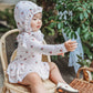 (Pre-order) KoongsKoongs Kids’ Premium Le Cherry Ruffle Rash Guard Dress Set (Ivory)
