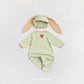 (Pre-order) OOTTBEBE Spring - Modal Heart Romper & Bunny Ear Bonnet Set 모달하트전신슈트+토끼보넷 (4 Colors)