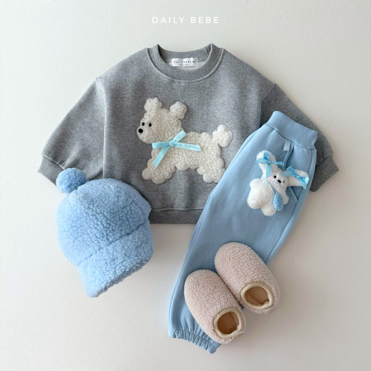 (Pre-order) Daily Bebe - Kids’ Fluffy Ribbon Sweatshirt 뽀글리본 맨투맨 (2 Colors)