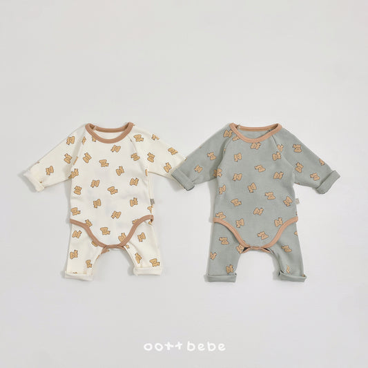 (Pre-order) OOTTBEBE Winter - Mung-Mung Bear Baby Suit 멍멍전신슈트 (2 Colors)