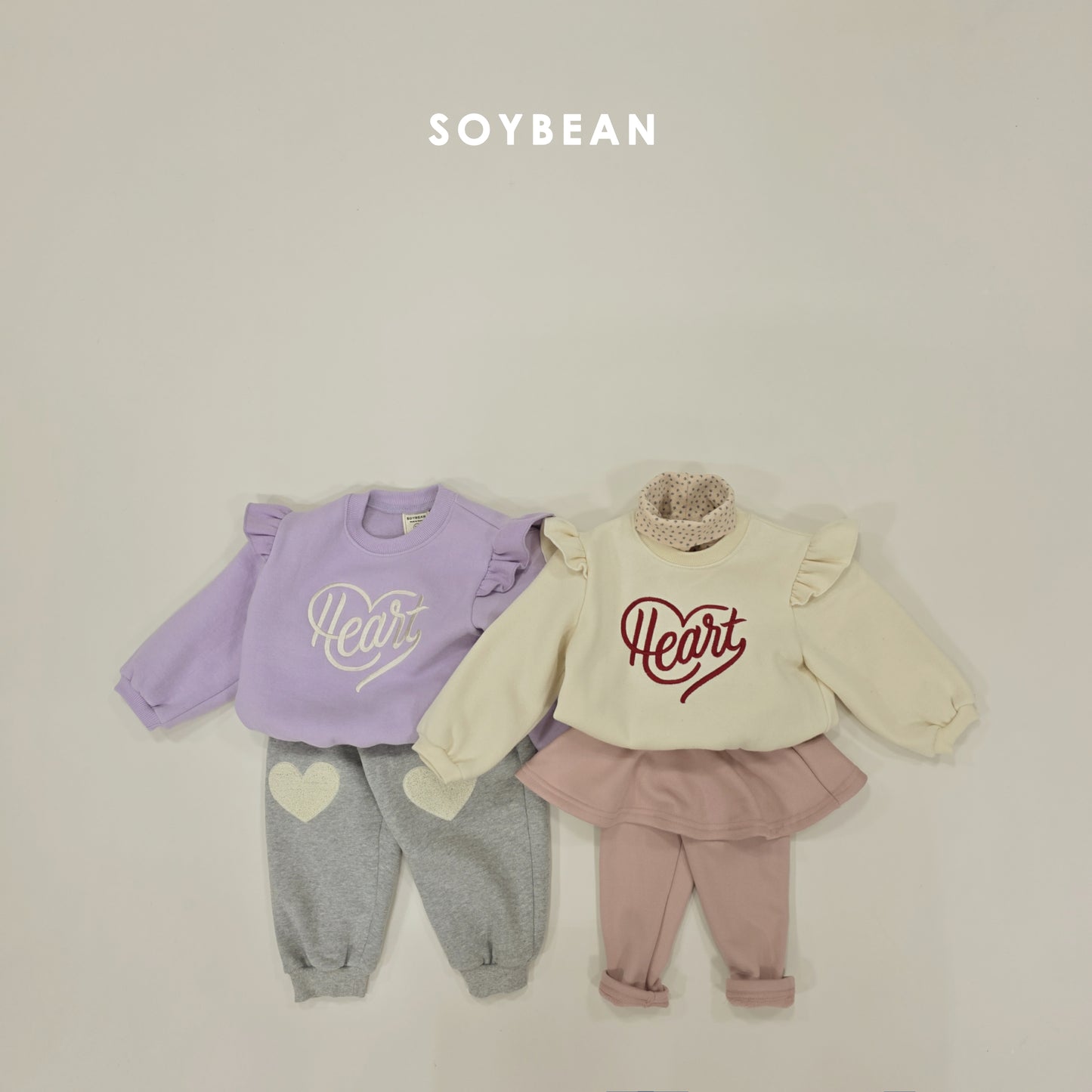 (Pre-order) Soybean Kids Winter - Heart Frill Fleece-Lined Sweatshirt 하트프릴맨투맨 (2 Colors)