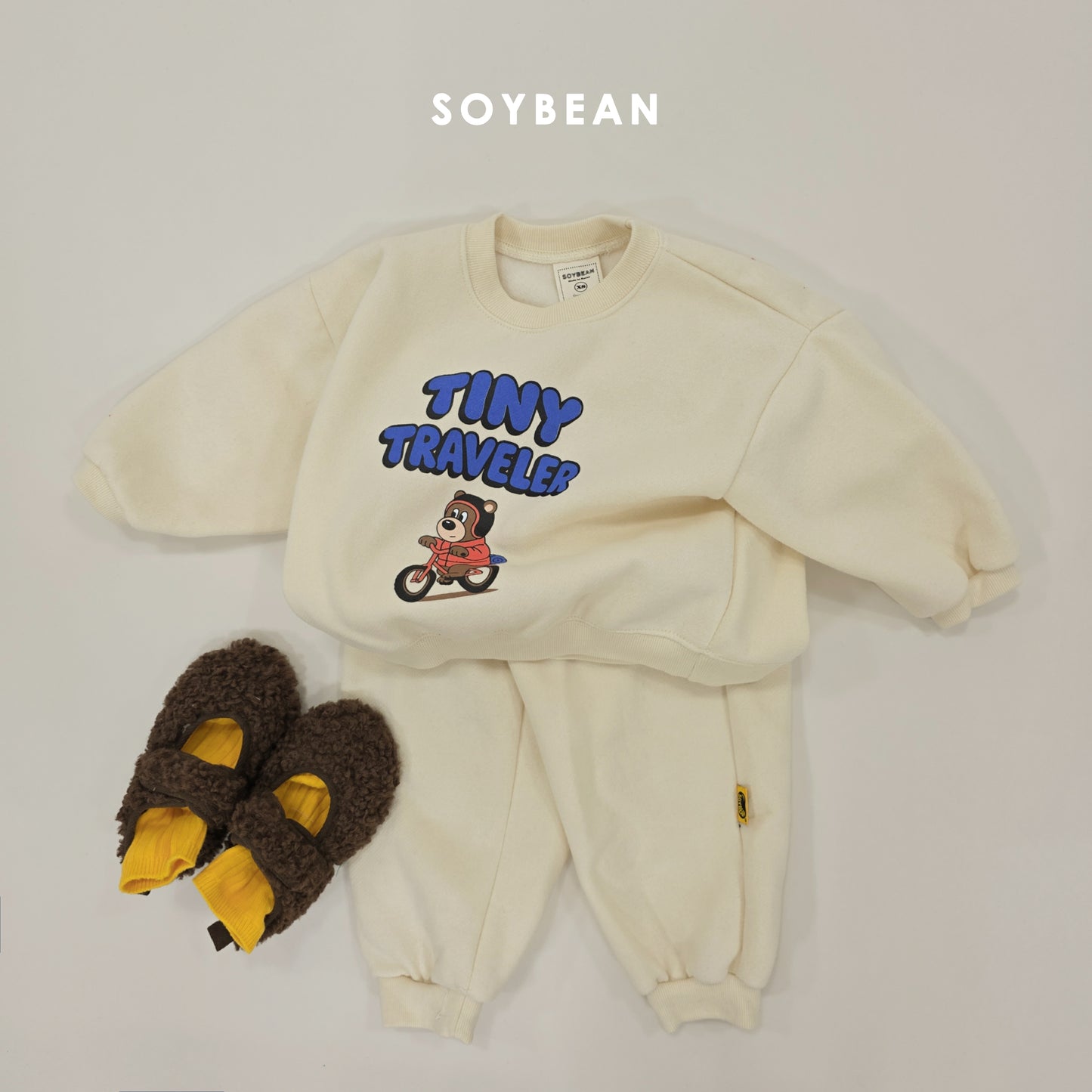 (Pre-order) Soybean Kids Winter - Little Traveler Fleece-Lined Top & Bottom Set 양기모꼬마여행자상하 (3 Colors)