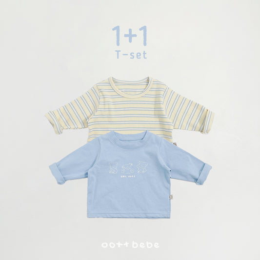 (Pre-order) OOTTBEBE Spring - Say OOTT Baby 1+1 Tee Set 세이오뜨 1+1티셔츠 (4 Colors)