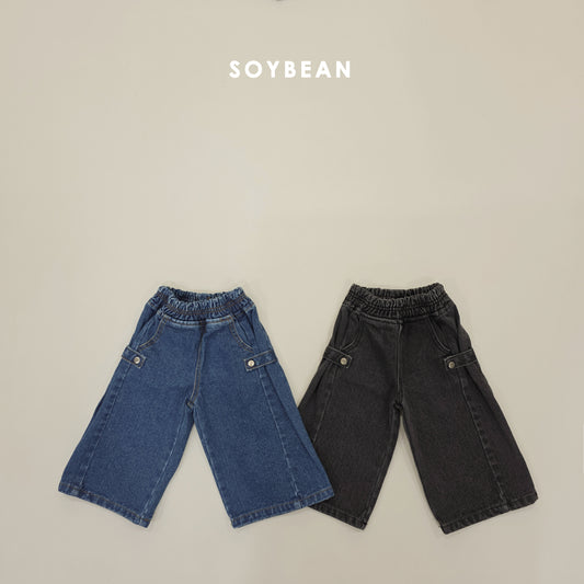 (Pre-order) Soybean Kids Winter - Snap Cut Fleece-Lined Denim Pants 스냅컷기모데님 (2 Colors)