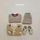 (Pre-order) Soybean Kids Winter - Color Block Stripe Fleece-Lined Top & Bottom Set 톡톡줄배색상하복 (3 Colors)