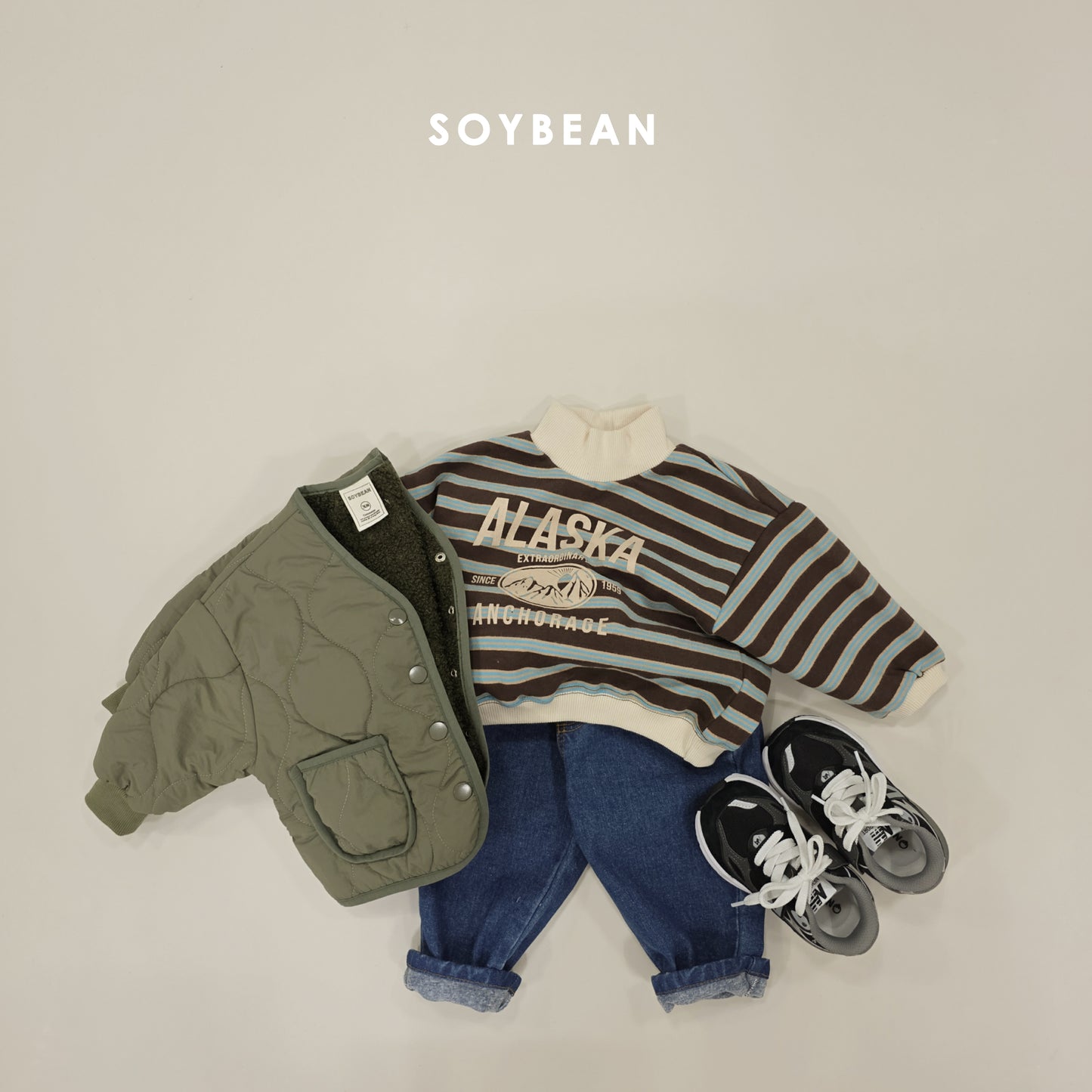 (Pre-order) Soybean Kids Winter - Cozy Tapered Fleece-Lined Denim Pants 포근테이퍼드데님팬츠 (2 Colors)