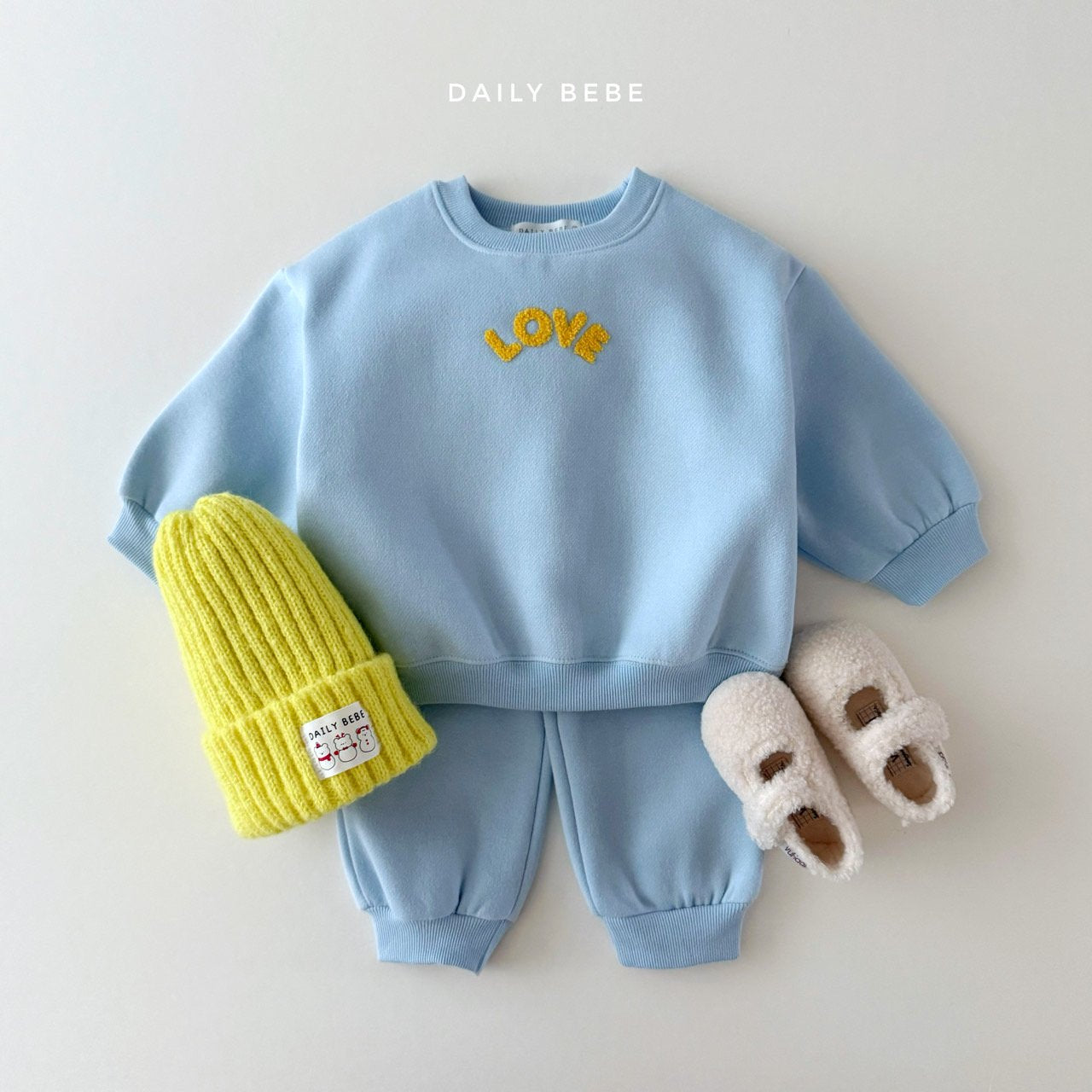 (Pre-order) Daily Bebe - Kids’ Love Top & Bottom Set 러브부클셋트 (4 Colors)