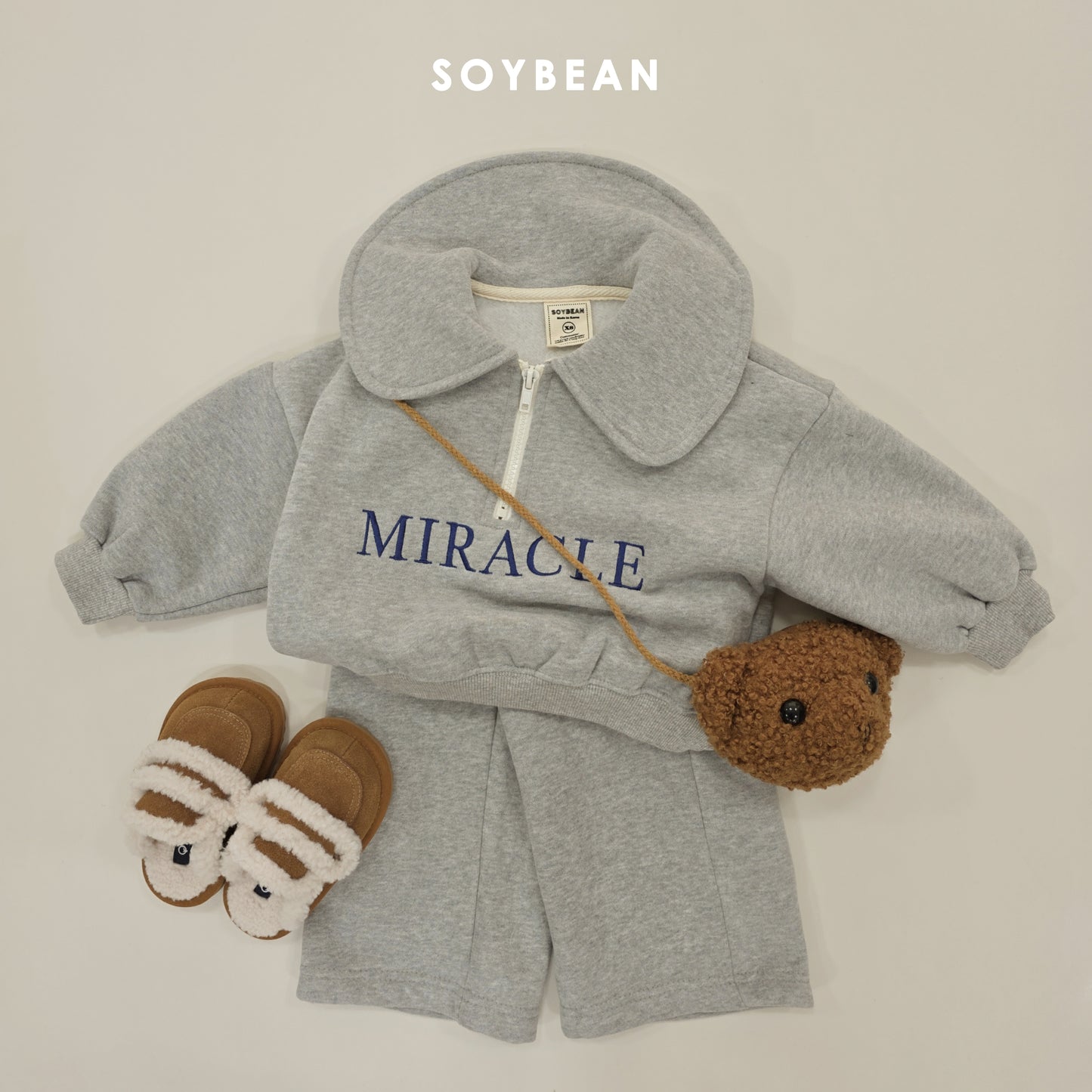 (Pre-order) Soybean Kids Winter - Miracle Half-Zip Top & Bottom Set 미라클반집업상하 (2 Colors)