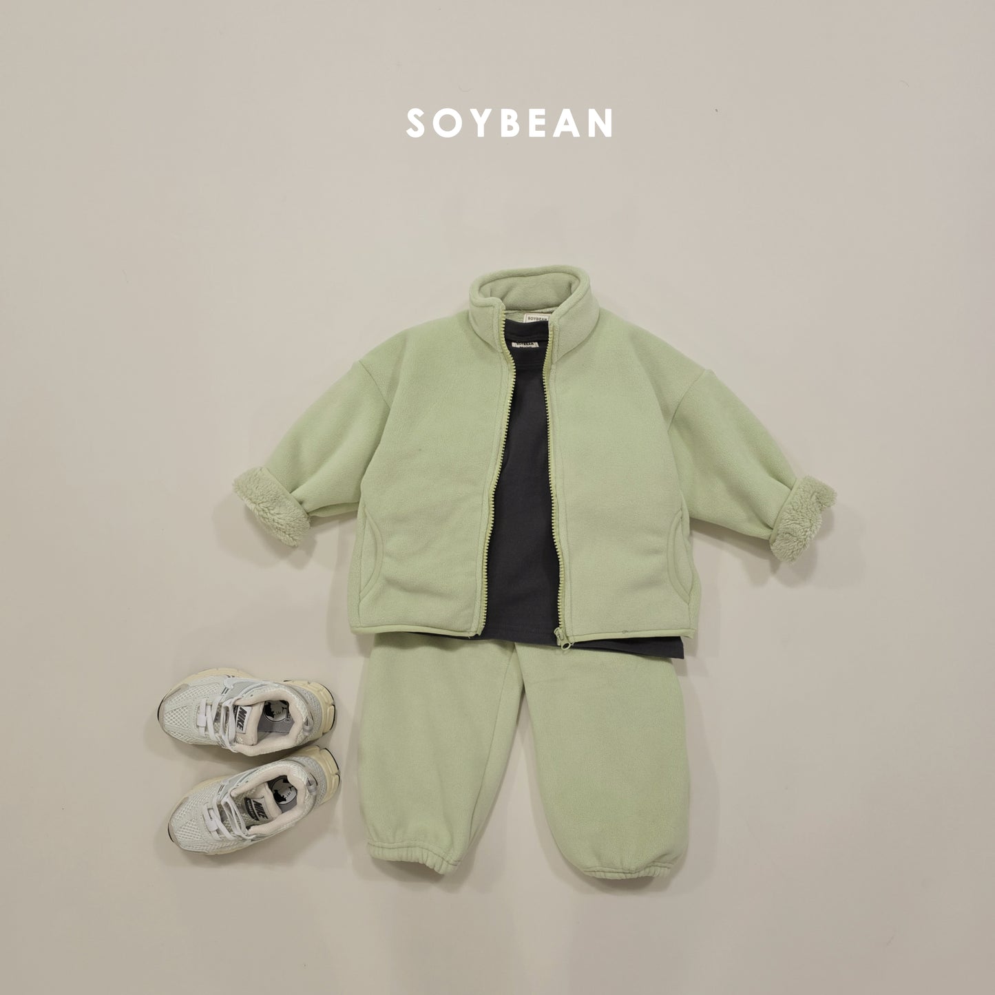 (Pre-order) Soybean Kids Winter - Super Fleece Zip-Up Top & Bottom Set 슈퍼플리스집업상하 (4 Colors)