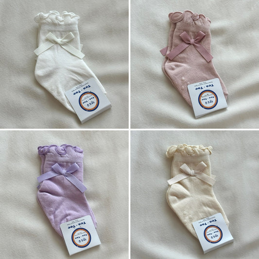 (Ten-Toe) Kids’ Ribbon Ruffles Socks (4-pack)