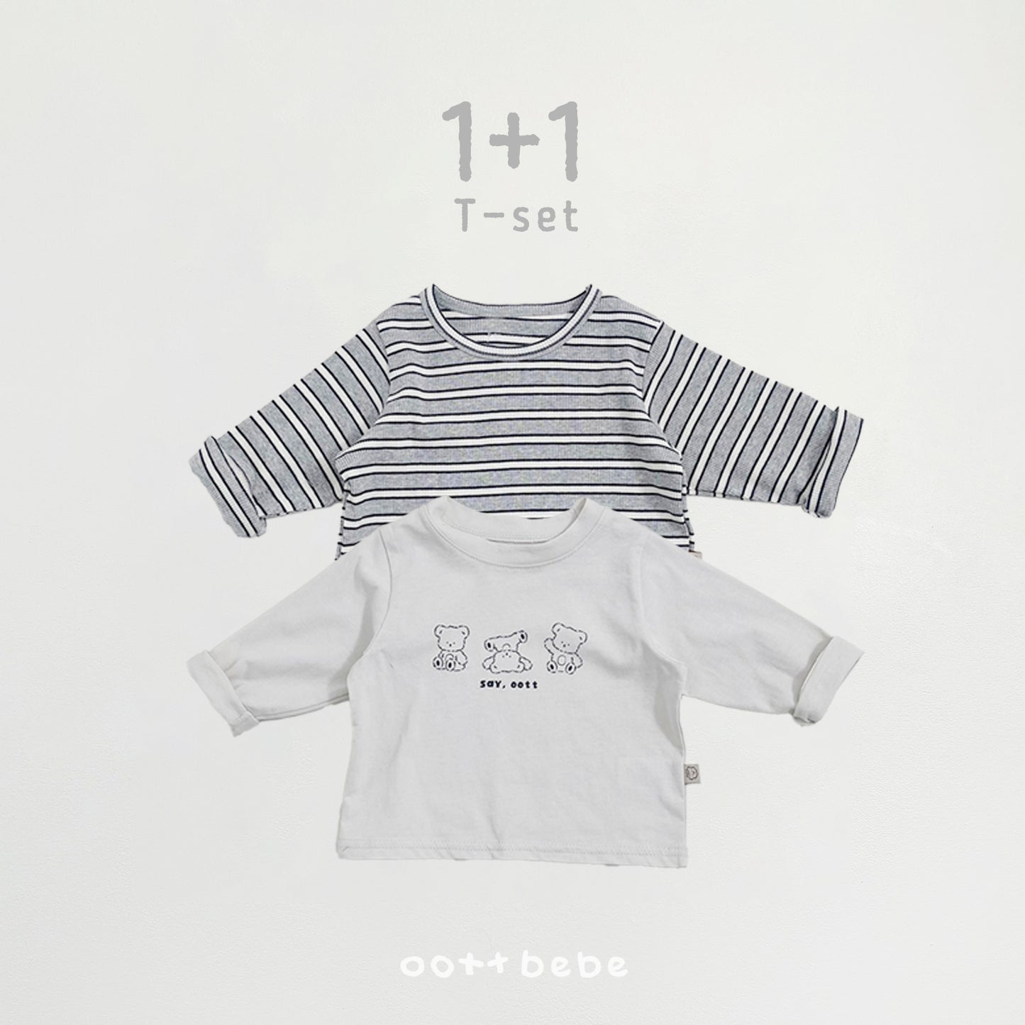 (Pre-order) OOTTBEBE Spring - Say OOTT 1+1 Kid Tee Set 세이오뜨1+1티셔츠 (4 Colors)
