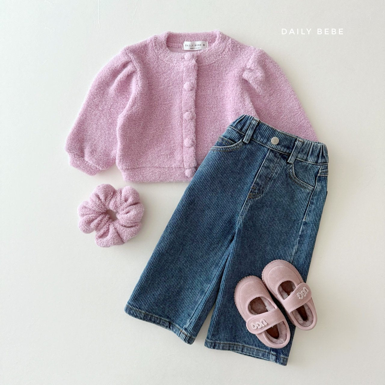(Pre-order) Daily Bebe Winter - Kids' Fleece-Lined Denim Pants 기모 데님팬츠 (2 Colors)