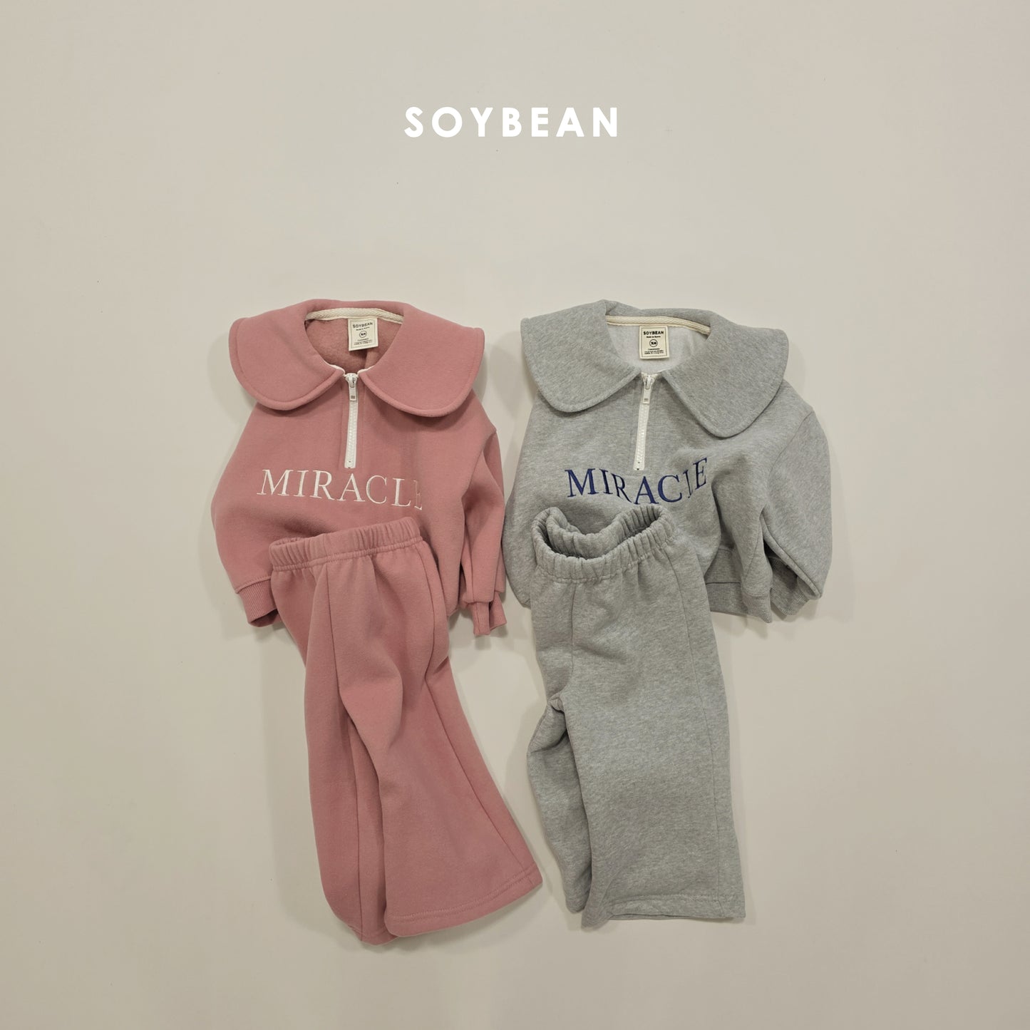(Pre-order) Soybean Kids Winter - Miracle Half-Zip Top & Bottom Set 미라클반집업상하 (2 Colors)