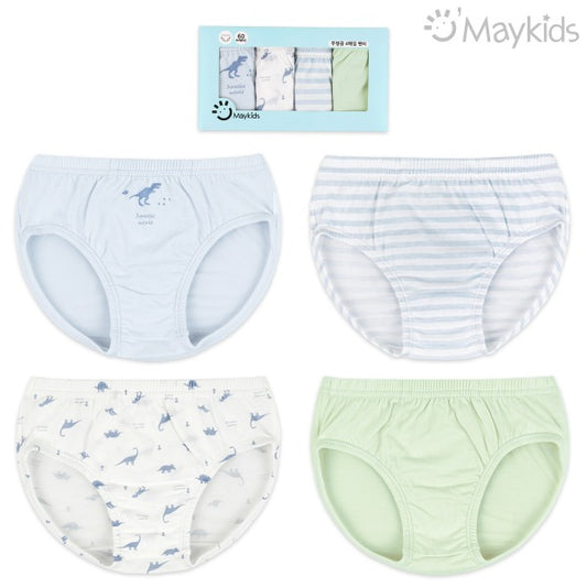 (Pre-Order) MayKids - Tiny Dino Cotton Boys’ Underwear (4-pack)