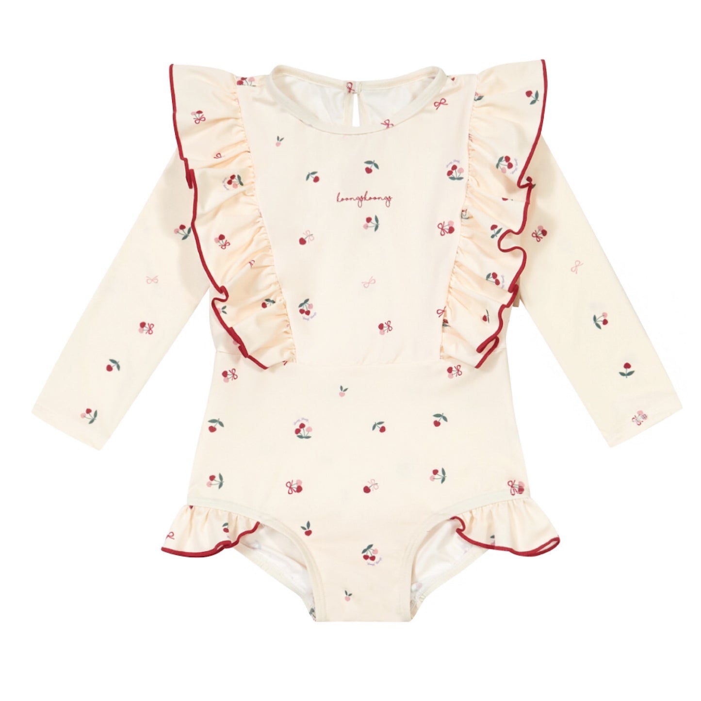 (Pre-order) KoongsKoongs Kids’ Premium Love Berry Rash Guard Dress Set (Ivory)