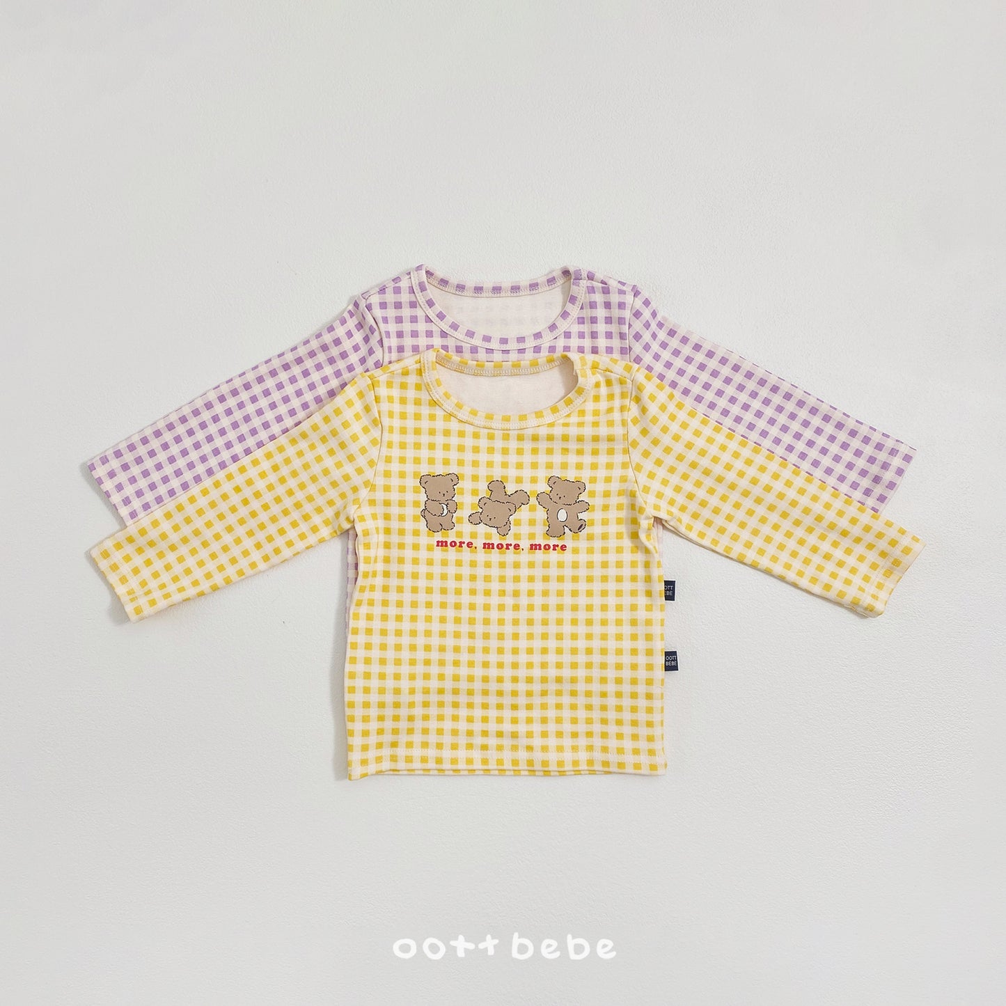 (Pre-order) OOTTBEBE Winter - Checked Bear Pajama Set 체크베어실내복 (2 Colors)