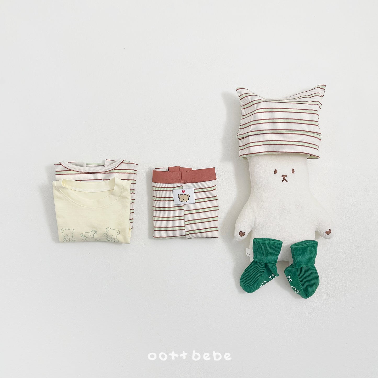 (Pre-order) OOTTBEBE Spring - Say OOTT Stripe Suspender Leggings 세이오뜨멜빵레깅스 (4 Colors)