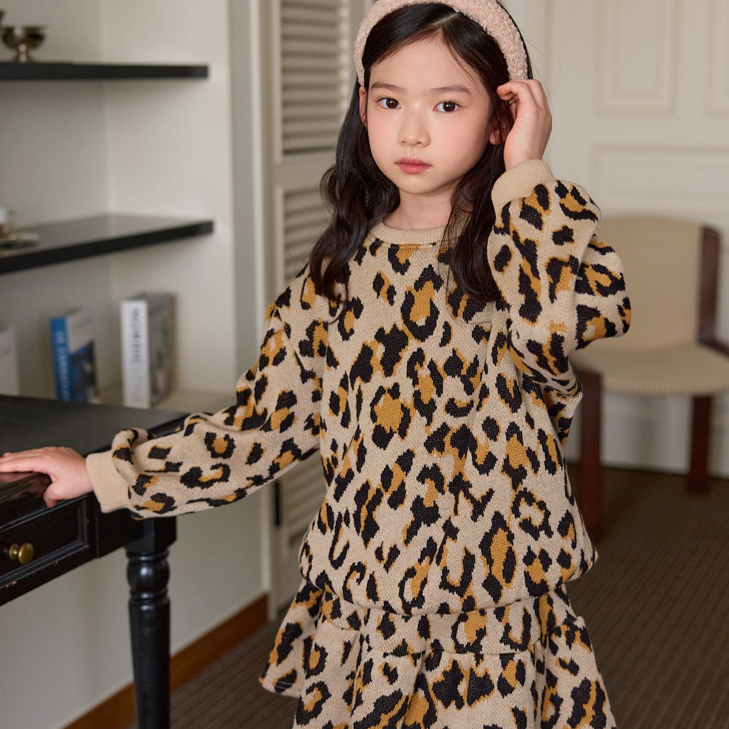 (Pre-order) Daily Bebe - Kids’ Leopard Skirt Set 레오파드세트 (2 Colors)