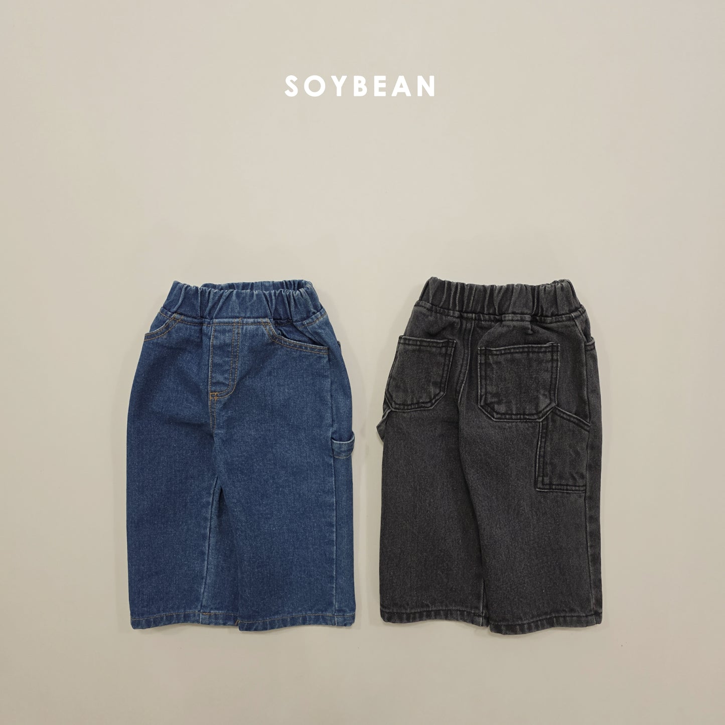 (Pre-order) Soybean Kids Winter - Fleece-Lined Work Denim Pants 기모워크데님팬츠 (2 Colors)
