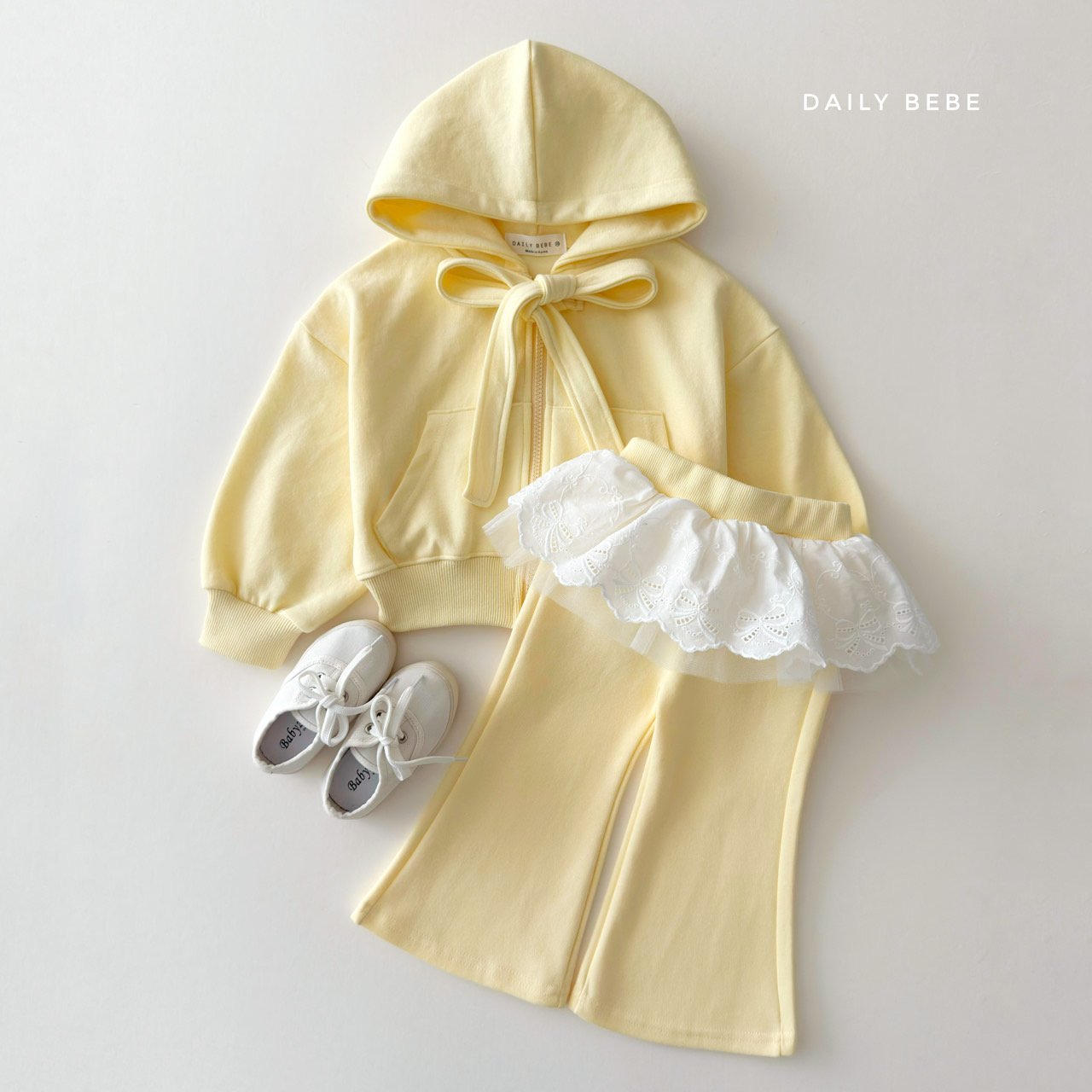 (Pre-order) Daily Bebe Summer- Kids’ Ribbon Hoodie Zip-Up 리본 후드집업 (3 Colors)