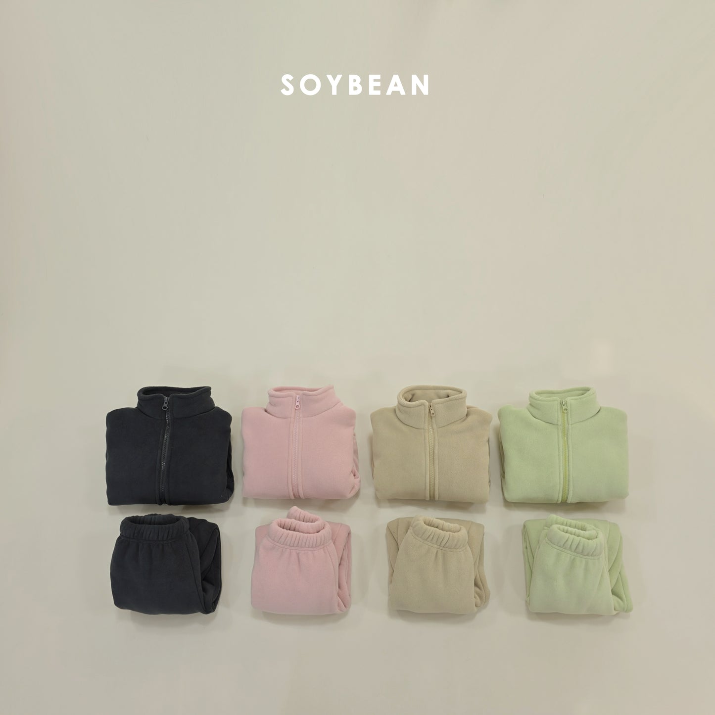 (Pre-order) Soybean Kids Winter - Super Fleece Zip-Up Top & Bottom Set 슈퍼플리스집업상하 (4 Colors)
