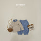 (Pre-order) Soybean Kids Winter - Bong Bong Stripe Fleece-Lined Top & Bottom Set 봉봉단가라상하 (3 Colors)
