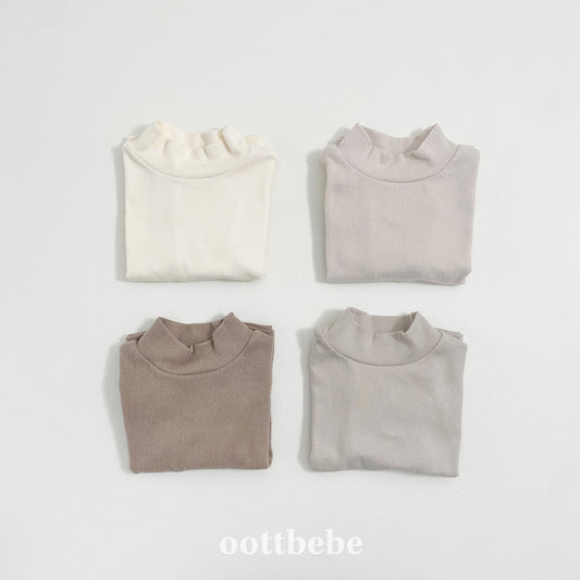 (Pre-order) OOTTBEBE Winter - Modal Ribbed Turtleneck Tee 모달골지폴라티 (4 Colors)