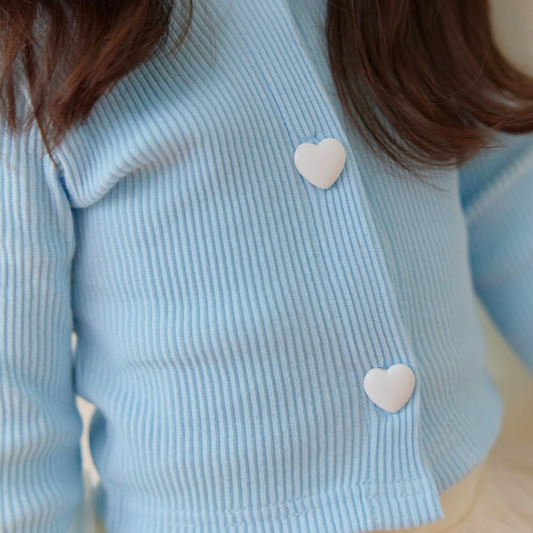 (Pre-order) Daily Bebe - Kids’ Ribbed Heart Cardigan 골지하트 가디건 (3 Colors)