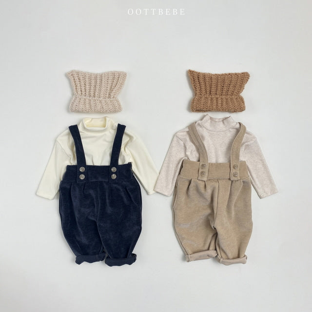 (Pre-order) OOTTBEBE - Velour Overall Pants 벨로아멜빵팬츠 (2 Colors)