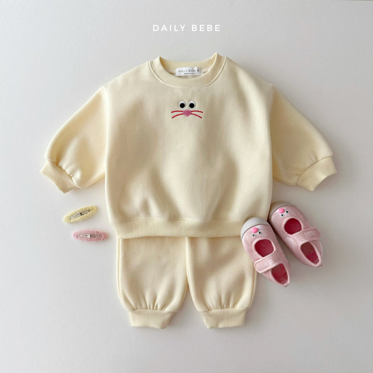 (Pre-order) Daily Bebe - Kids’ Kitty Top & Bottom Set 모루인형셋트 (6 Colors)