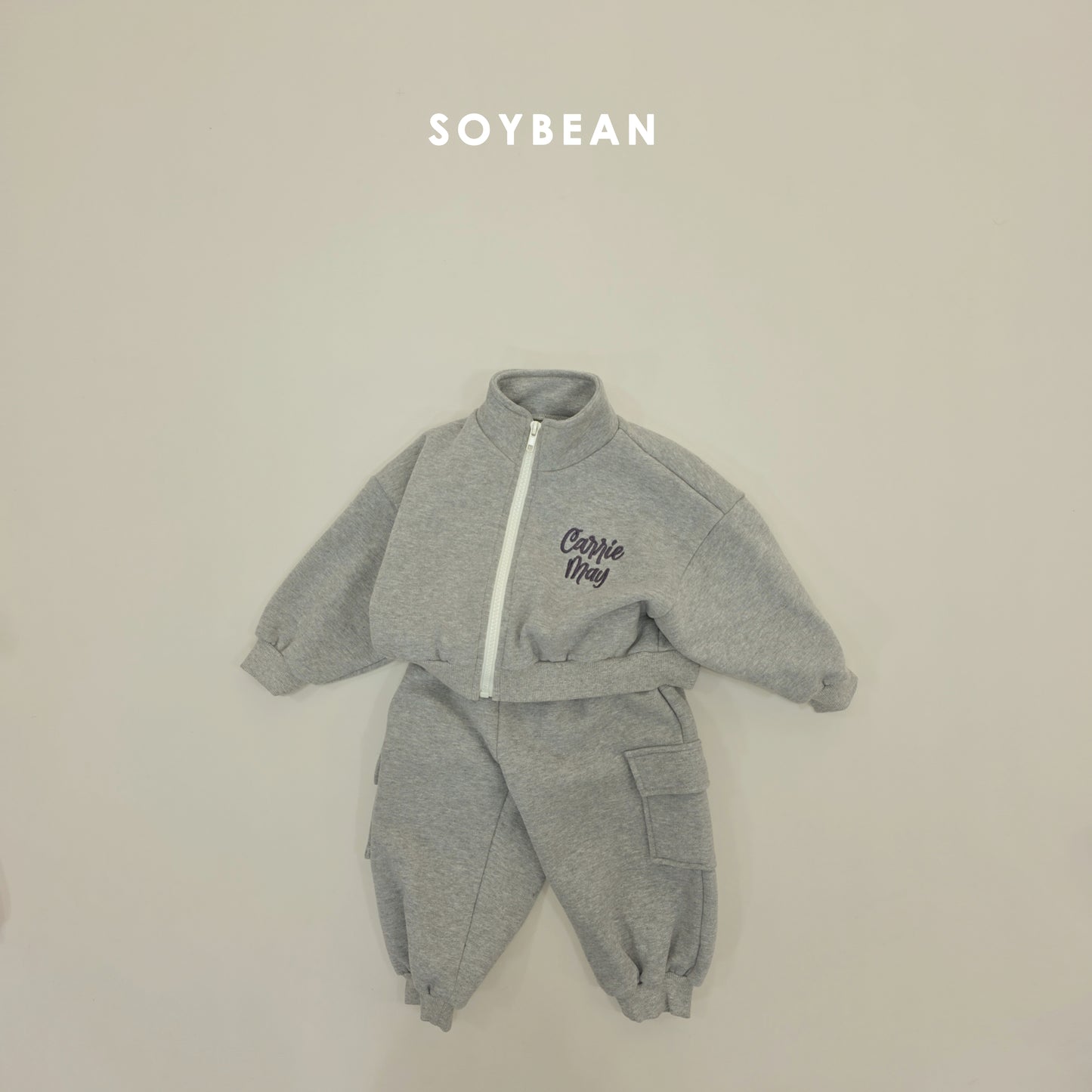(Pre-order) Soybean Kids Winter - Zip-Up Cargo Fleece-Lined Top & Bottom Set 집업카고상하복 (2 Colors)