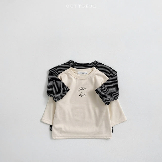 (Pre-order) OOTTBEBE - Kids’ Winter Duo T-Shirt Set 베이글 1+1 티셔츠 - Kids (6 Colors)