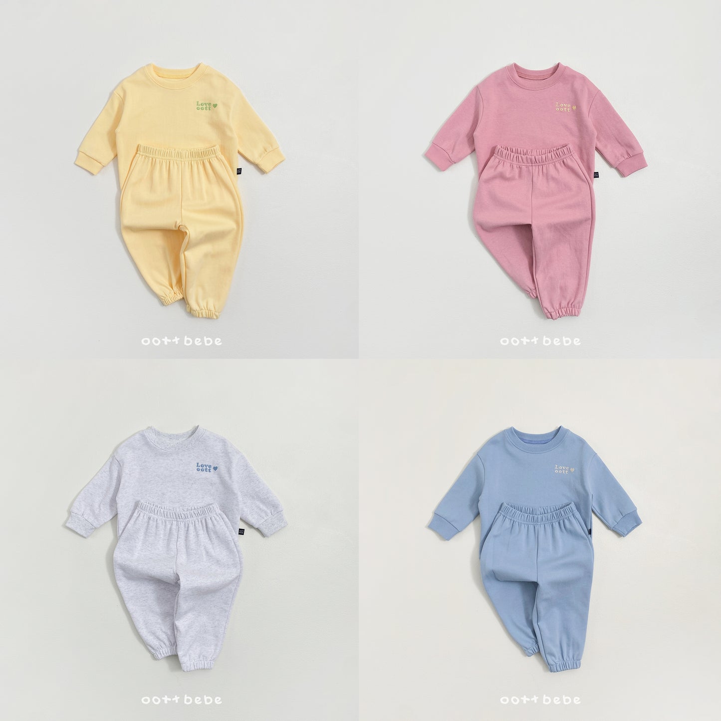 (Pre-order) OOTTBEBE Spring - Love OOTT Top & Bottom Set 러브오뜨상하복 (4 Colors)