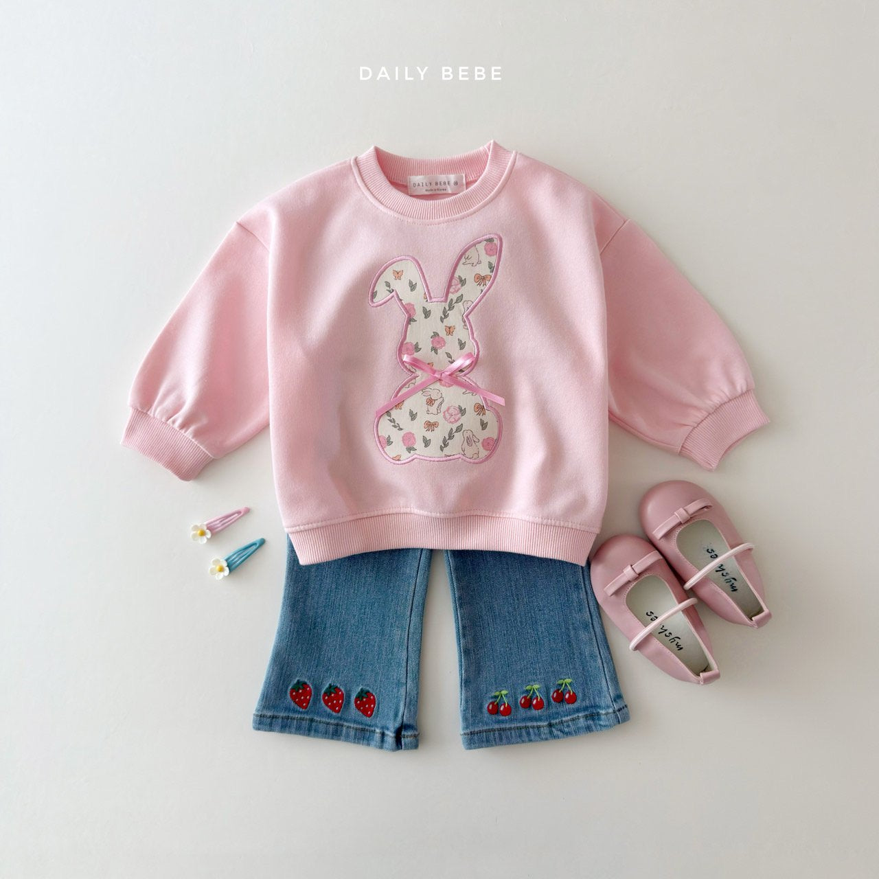 (In-stock) Daily Bebe Spring - Kids' Floral Sweatshirt 플로럴 맨투맨 (2 Colors) (Copy)