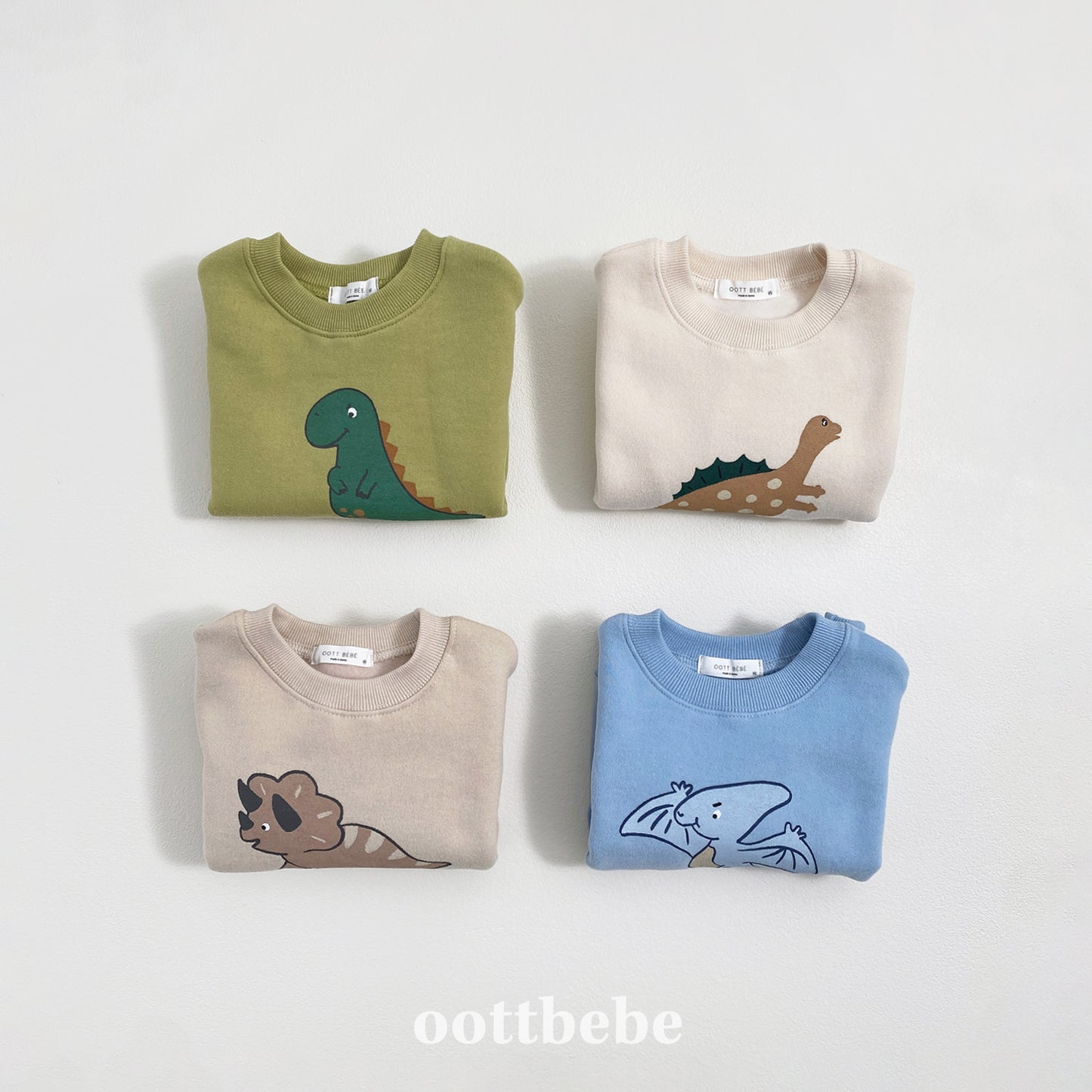 (Pre-order) OOTTBEBE Winter - Dino Friends Fleece Sweatshirt 공룡맨투맨(양기모) 4 Colors)