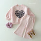 (Pre-order) Daily Bebe Winter - Kids’ Foam Heart Bootcut Top & Bottom Set 발포 부츠컷세트 (4 Colors)