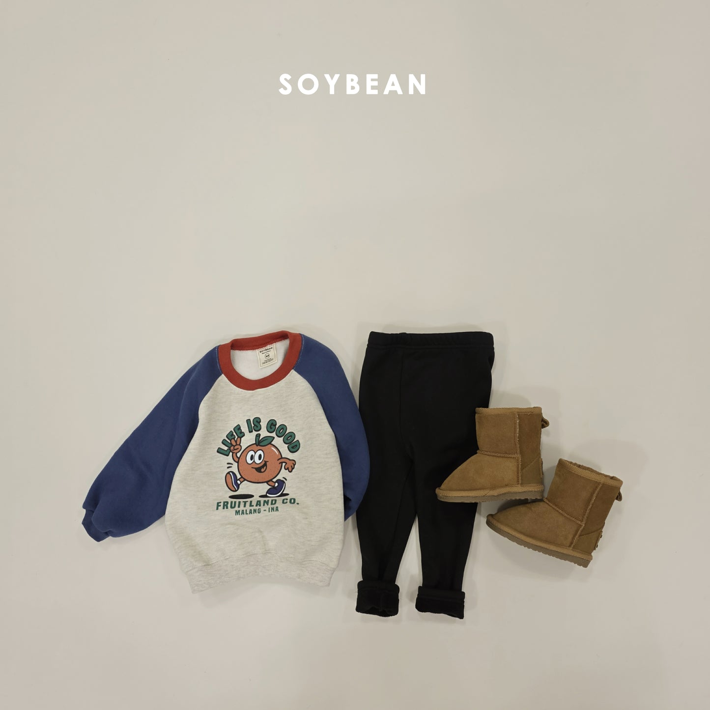 (Pre-order) Soybean Kids Winter - Fruit Raglan Fleece-Lined Sweatshirt 과일양기모맨투맨 (2 Colors)