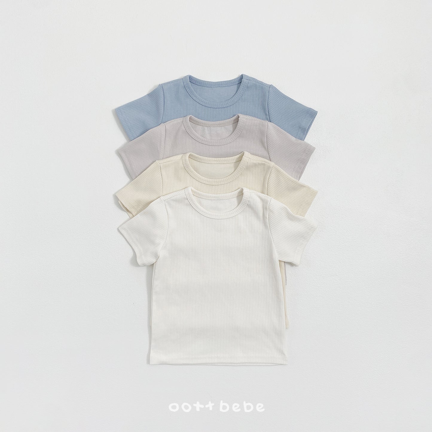 (Pre-order) OOTTBEBE Summer- Pale Striped Cardigan Set (Tee + Cardigan) 페일단가라가디건Set (티셔츠+가디건) (4 Colors)