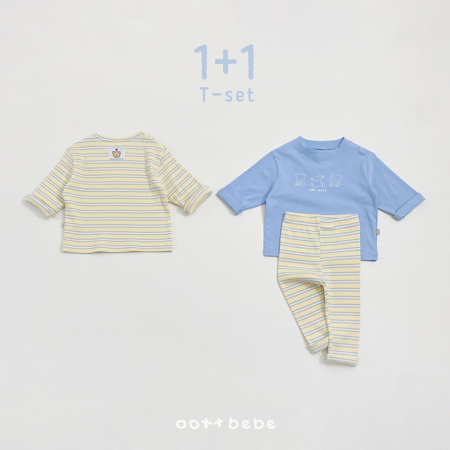 (Pre-order) OOTTBEBE Spring - Say OOTT 1+1 Kid Tee Set 세이오뜨1+1티셔츠 (4 Colors)